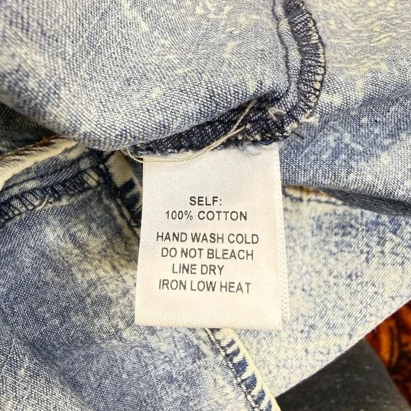 Promesa Acid wash stone wash Denim 80’s 90’s crop top look retro Romper sz S - Picture 7 of 9